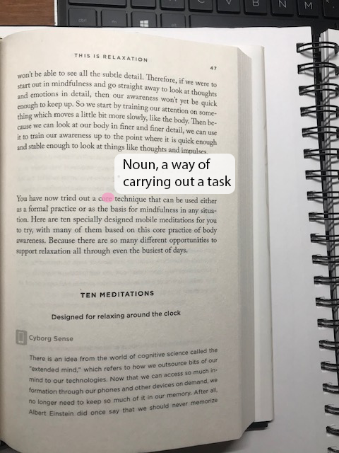 Passage in book with definition displayed