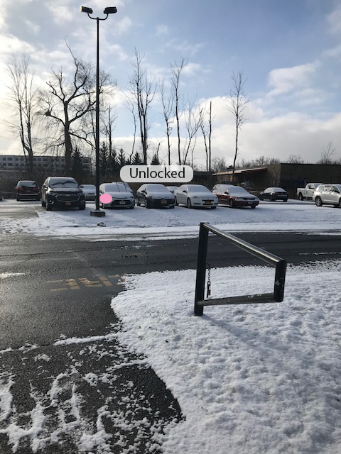 Car with text saying 'unlocked'