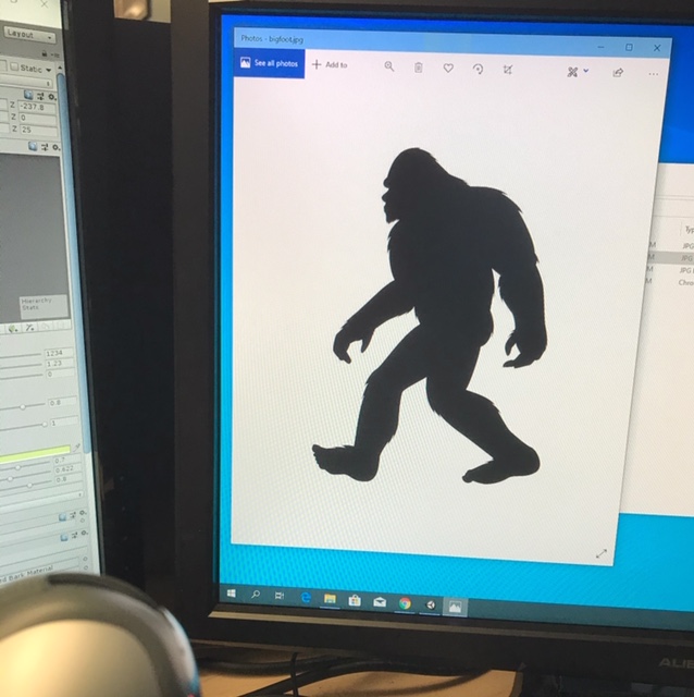 Target image for the AR camera: an outline of Bigfoot